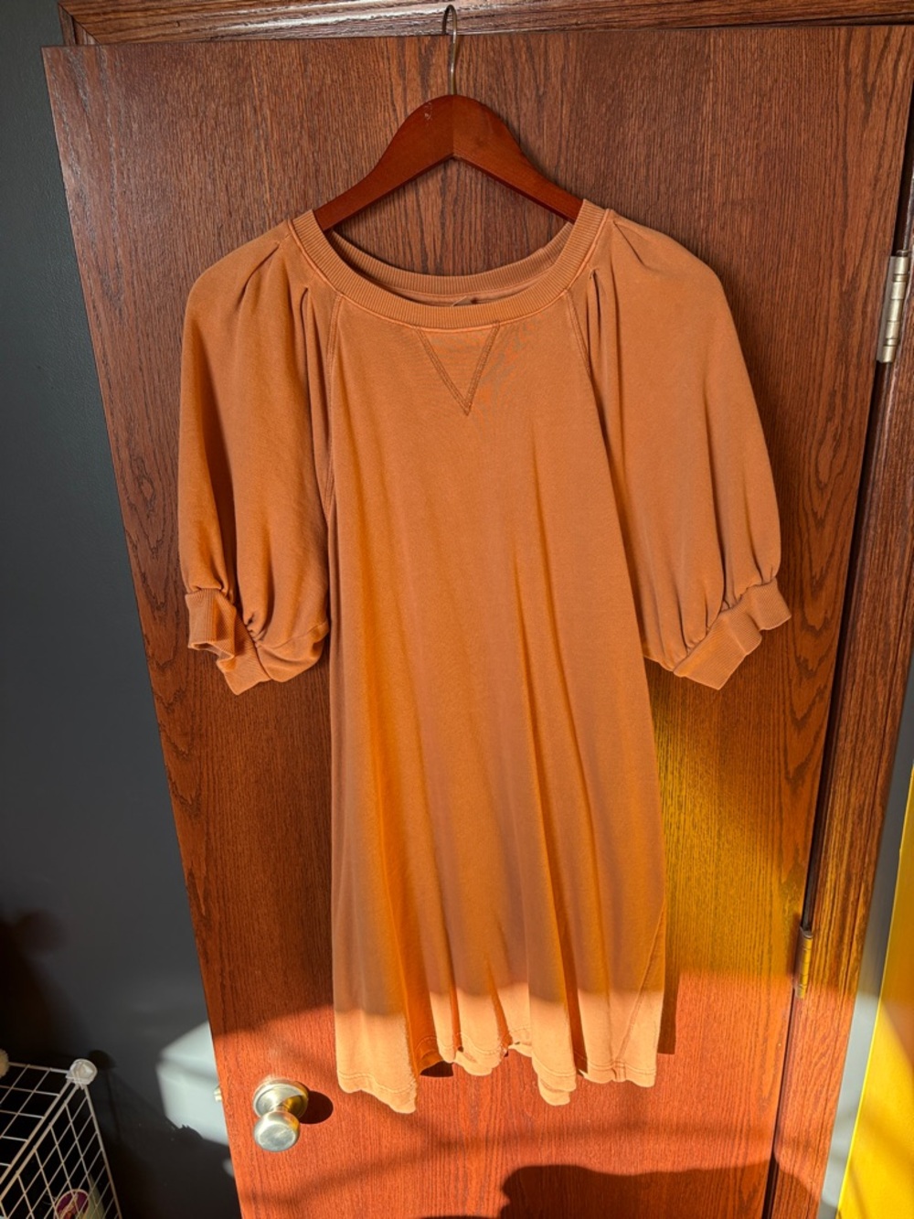 Universal Thread Puff Sleeve Tunic in Burnt Orange
